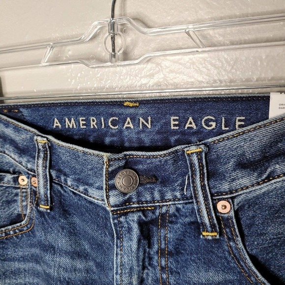 NWT American Eagle Jeans Mens 32x34 Blue Original Straight Leg Cotton Denim Dark - Picture 3 of 11